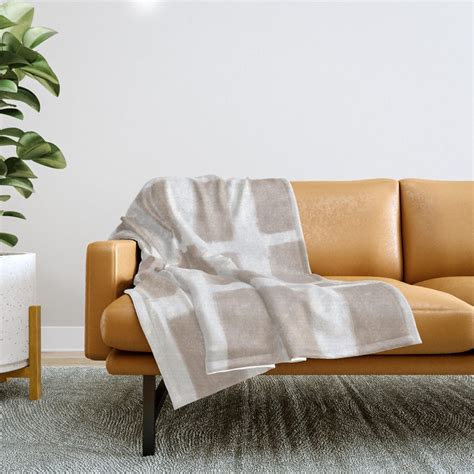 Brush Strokes Horizontal Lines Nude On Off White Throw Blanket By Form