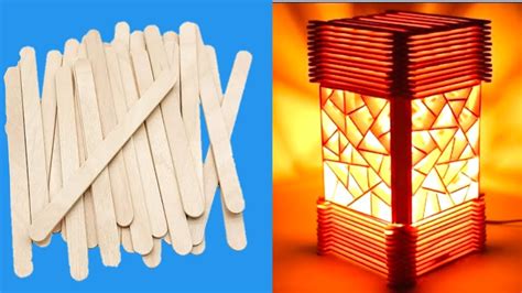 How To Make Night Lamp At Home Popsicle Stick Craft Diy Night Lamp