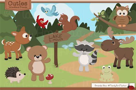 Set Of Cute Woodland Animals Graphic By Amanda Ilkov Creative Fabrica
