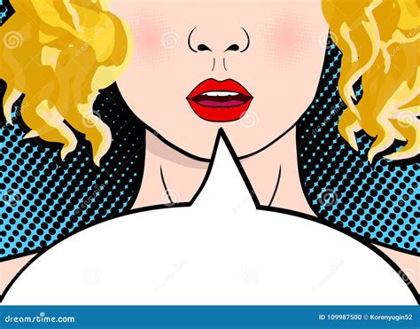 Beautiful And Surprised Blonde Pop Art Girl With Open Mouth Stock