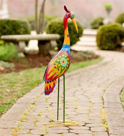 Colorful Metal Crane Sculpture Wind And Weather