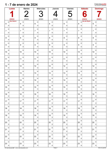 Calendario Semanal En Word Excel Y Pdf Calendarpedia