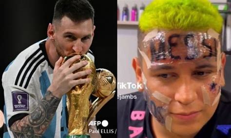 Video Fan Se Tatúa Nombre De Messi En La Frente Y Se Viraliza En Las