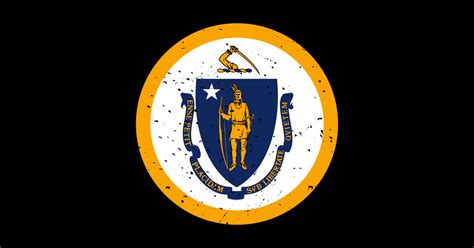 Retro Massachusetts State Flag Vintage Massachusetts Grunge Emblem