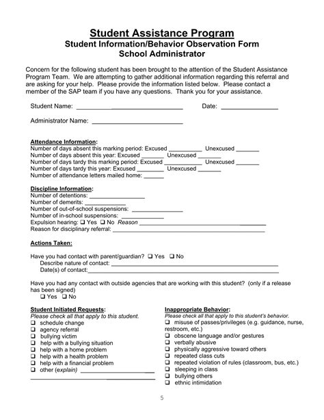 Editable Free 4 Student Observation Forms In Pdf Ms Word Excel 5