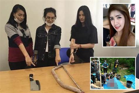 thai ‘murder babes jailed for 127 years show off saw and meat cleaver they used to cut karaoke