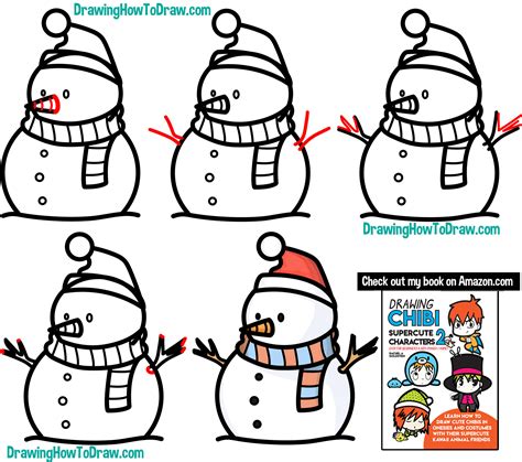 How To Draw A Snowman Easy Step By Step Drawing Tutorial For Kids How