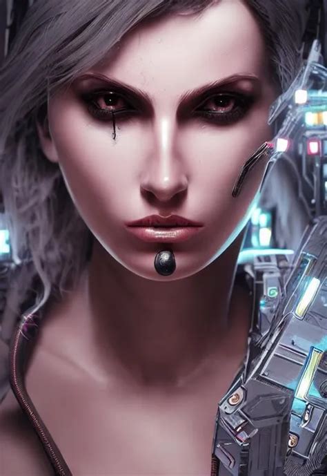 Full Body Female Cleavage Cyberpunk Intricate Deta Openart