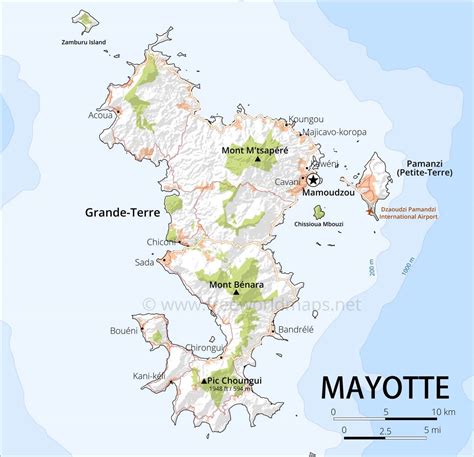 Mayotte Map Geographical Features Of Mayotte Of The Caribbean