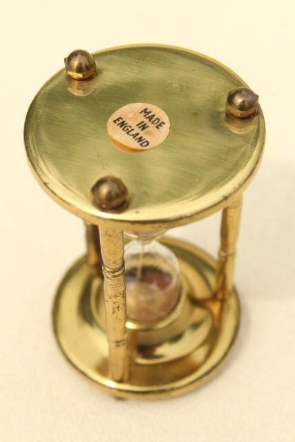 Tiny Brass Hourglass Made In England Three Minute Egg Timer Vintage