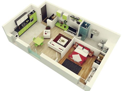 Colorful 1 Bedroom Apartment Interior Design Ideas