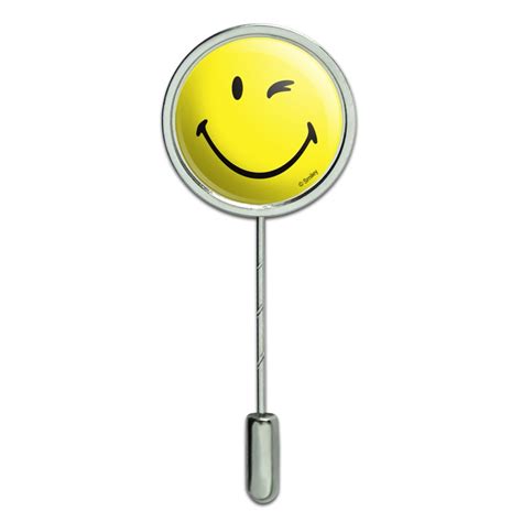 Smiley Smile Happy Wink Yellow Face Stick Pin Stickpin Hat Brooch