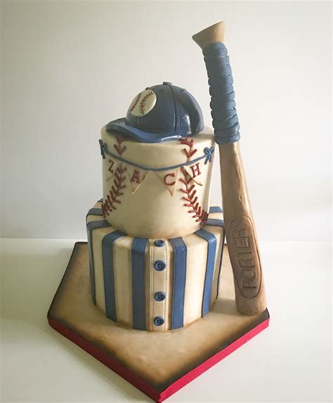 A Cake Shaped Like A Baseball Bat And Helmet