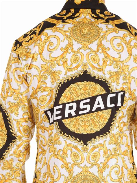 Versace Mens Long Sleeve Shirt Dress Shirt In Gold Metallic For Men