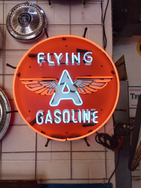 Flying A Gasoline Neon Sign Texas Trucks And Classics