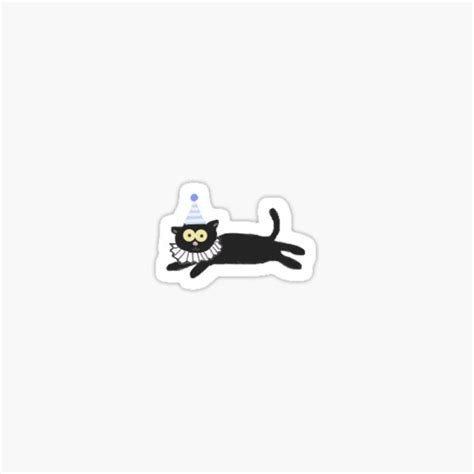 Tiny Black Cat With Birthday Hat Sticker For Sale By Gigimar22