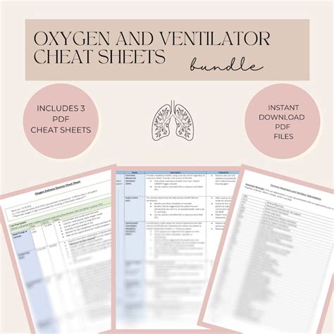 Oxygen And Ventilator Cheat Sheets Bundle Respiratory Cheat Etsy