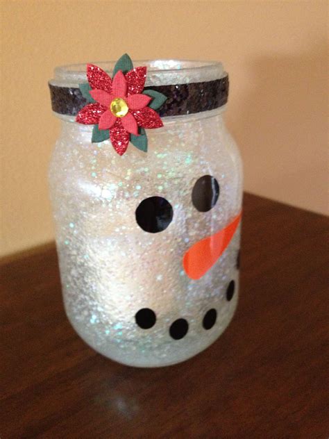 Sparkle Snowman Mason Jar With Candle Votive