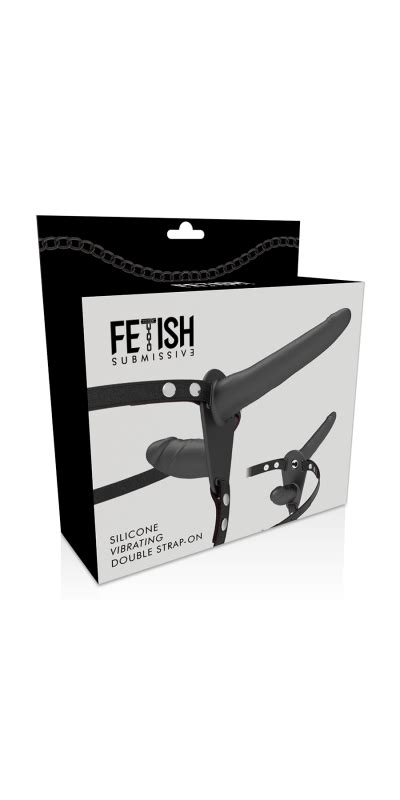 fetish submissive double strap vibrator strap on black