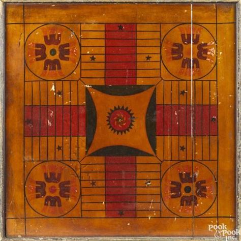 Painted Double Sided Parcheesi Gameboard Late 19th C The Reverse