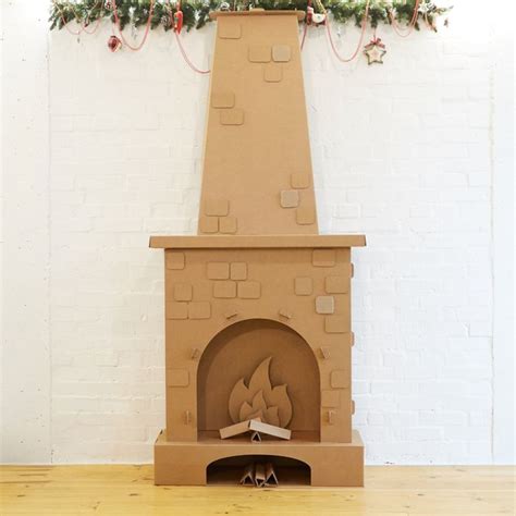 Chimenea De Cartón Etsy Diy Christmas Fireplace Cardboard