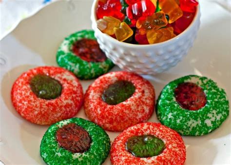 Gummy Bear Thumbprint Cookies by Food Folks and Fun Gummibär