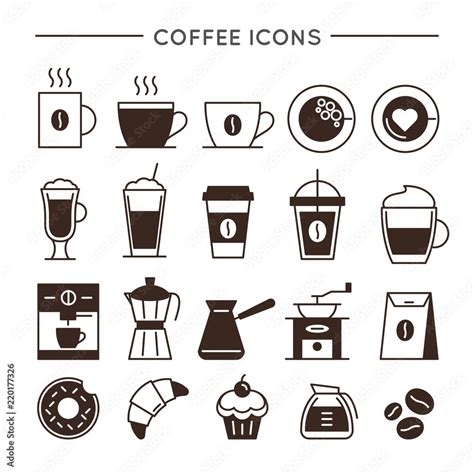 Coffee Icon Set In Thin Line Style Cafe And Restaurant Corporate