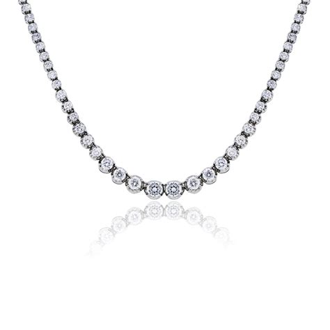 14k White Gold 85ctw Diamond Graduated Tennis Necklace Boca Raton