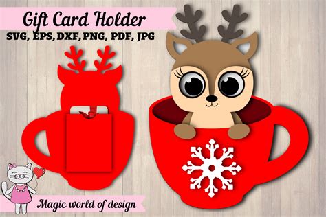 Reindeer In Glass Gift Card Holder Svg Illustration Par Magic World Of