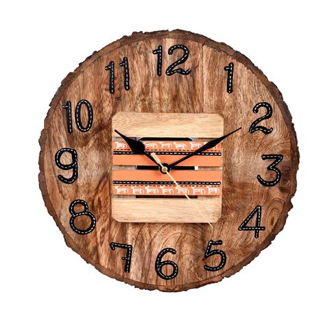 Wall Clock Handcrafted Wooden Log Dial 11x15x11 Aakriti Art Creations
