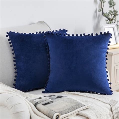 Phantoscope Silky Velvet Series Pom Pom Decorative Throw Pillow With