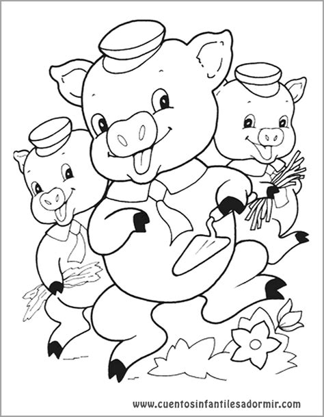 Dibujo Para Colorear Cuentos Los Tres Cerditos Little Pigs Pig