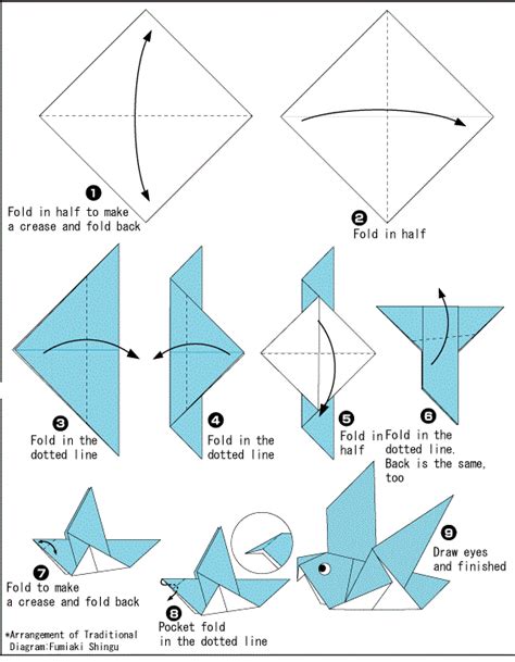 Origami Dove Printable Instructions Indesign Art And Craft