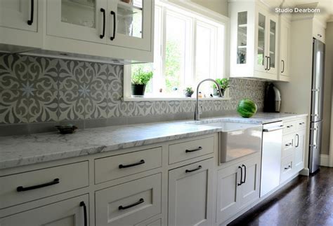 Get The Cement Tile Look A Cement Tile Backsplash Adds Pizzazz In An