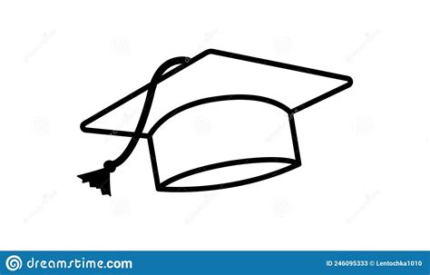 Simple Black Line Icon Graduation Hat The Symbol Of Graduation Day