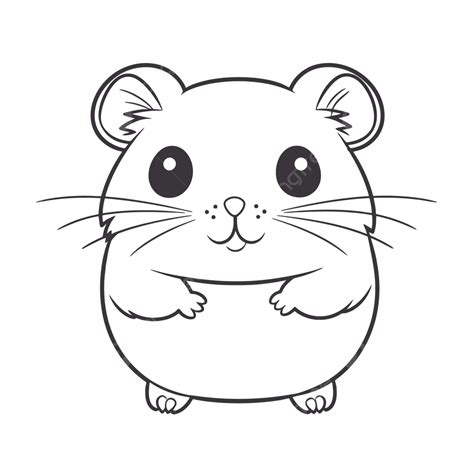 Mignon Animal Hamster Coloration Page Contour Croquis Dessin Vecteur