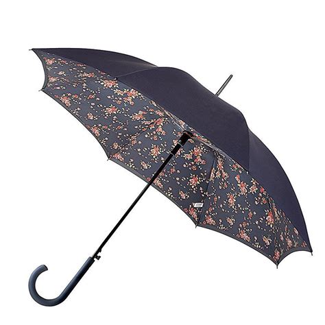 Pretty Spring Print Fulton Umbrella Features Double Canopy Black