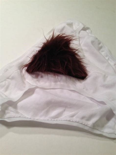 Furkin Merkin Hairy Panties Funny Womens Faux Fur Underwear White