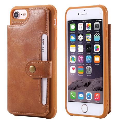 Iphone 8 Retro Wallet Card Holder Pu Leather Cover Brown Iphone Card