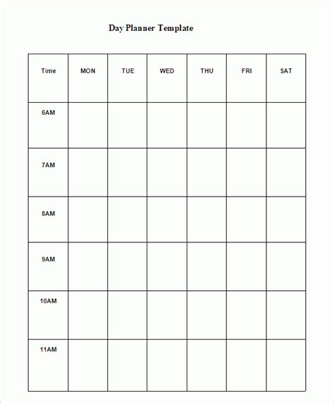 5 Printable Day Planner Templates Doc Pdf Excel Example Calendar