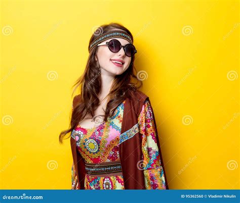 Young Hippie Girl With Sunglasses Stock Photo Image Of Retro