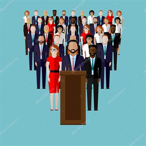 Vector Flat Illustration Of A Speaker Party Candidate Or Leader