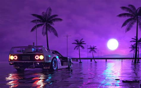 1680x1050 Resolution Retro Wave Sunset And Running Car 1680x1050