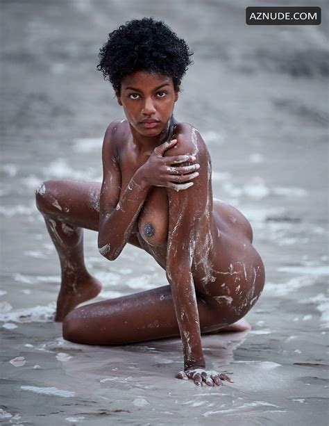 Ebonee Davis Wriggles On The Beach Completely Naked Covered With Sand Aznude