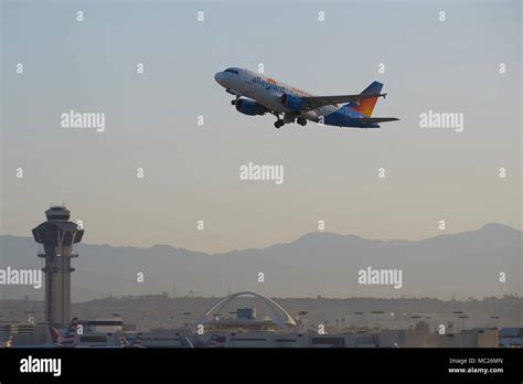 Allegiant Airbus A320 Jet Plane Taking Off From Los Angeles