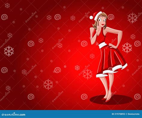 Pin Up Girl Dressed Like Santa Claus Stock Vector Illustration Of