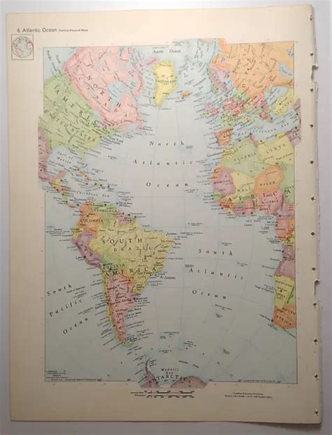 Vintage Atlantic Ocean Atlas Map Print 1964 Encyclopedia Britannica