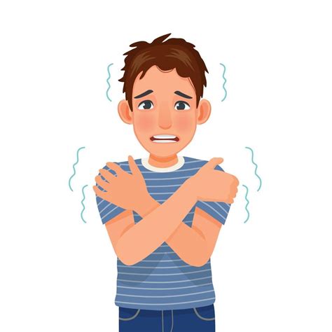 Young Man Trembling Feeling Cold Hugging Himself 13432908 Vector Art At