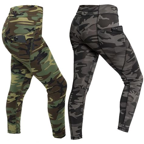 ladies pocketed camouflage performance leggings