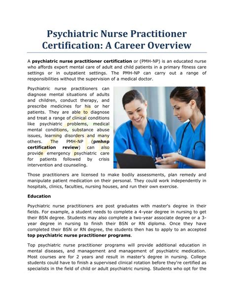 Ppt Psychiatric Nurse Practitioner Certification A Career Overview